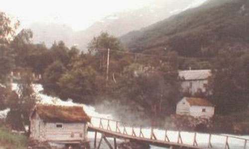 Sod-roofed huts in Norwegian Countryside
