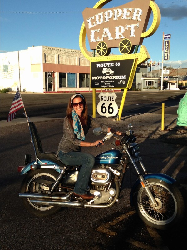 Lorie on her hog
