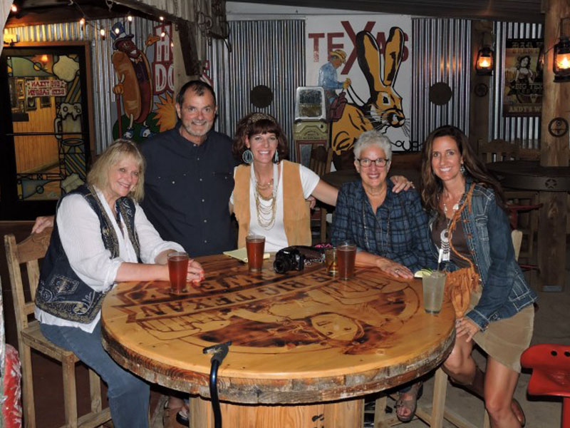 Carol, Big Texan owner Bobby Lee, Christine, Donna, and Lorie in the Big Texan Beer Garden