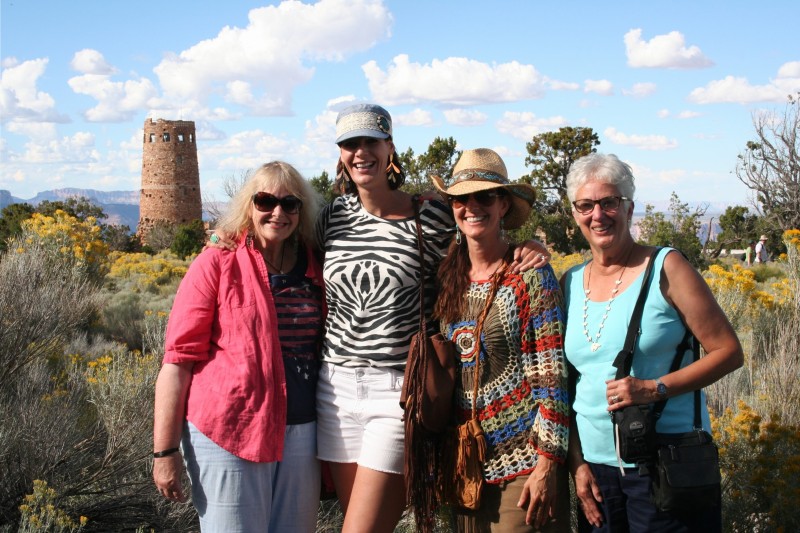 Carol, Christine, Lorie and Donna in front of Desert View Watchtower