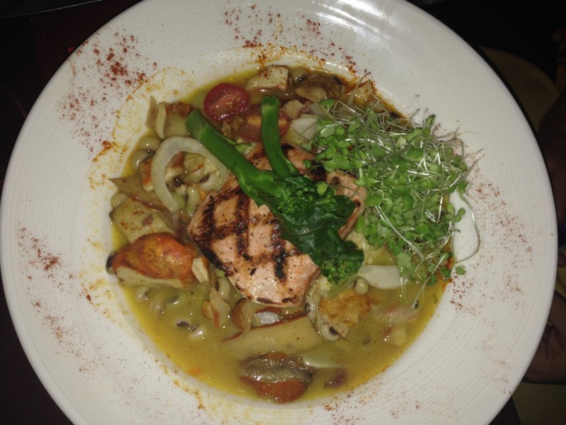 Grilled Columbia River King Salmon with Fresh Chanterelle and Lobster Mushrooms