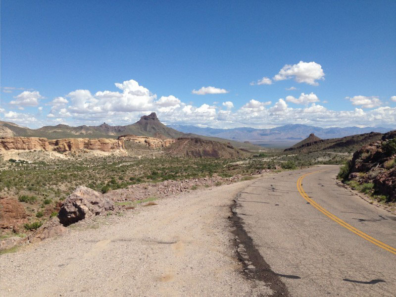 The original Route 66 winding through the Black Mountains