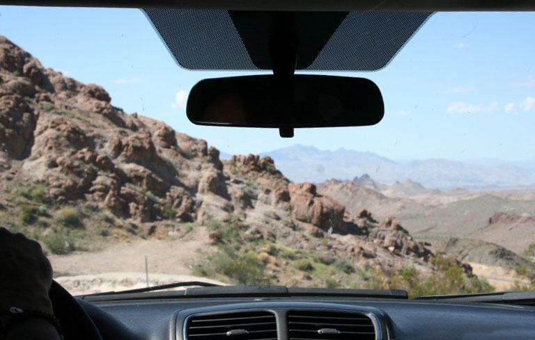 View of the Black Mountains from the car